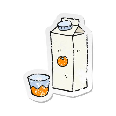 Retro sıkıntılı etiket bir karikatür portakal suyu
