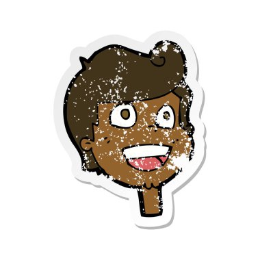 Retro sıkıntılı etiket bir karikatür mutlu yüz