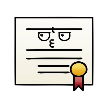 Degrade gölgeli karikatür Mezuniyet Diploması