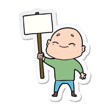 etiket bir mutlu karikatür kel adam