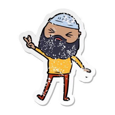 sakallı bir karikatür insanın sıkıntılı etiket