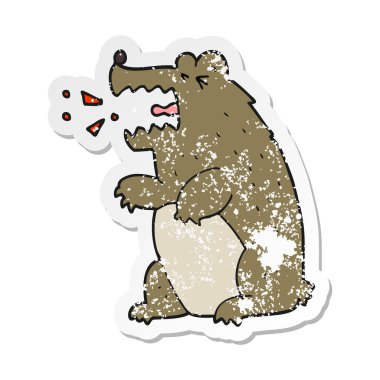 bir çizgi film ayının Retro sıkıntılı etiket