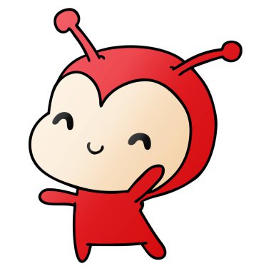 Degrade çizgi film illüstrasyon kawaii sevimli Bayan hatanın