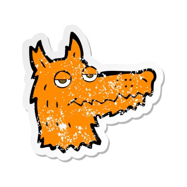 bir çizgi film fox kafa Retro sıkıntılı etiket