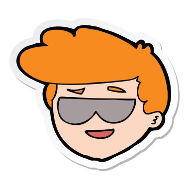 etiket bir çizgi film çocuk güneş gözlüğü takıyor