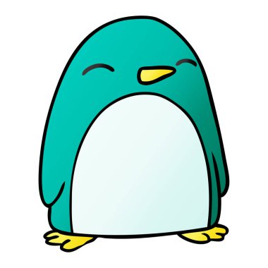 elle çizilmiş degrade çizgi film doodle bir sevimli penguen