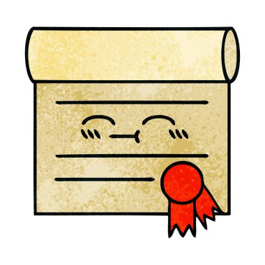 Retro grunge doku karikatür, bir sertifikanın