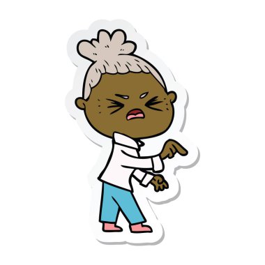 etiket bir karikatür kızgın kadın