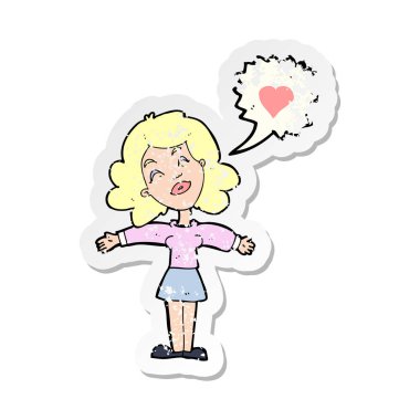 aşık bir çizgi film kadın Retro sıkıntılı etiket