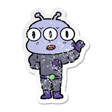 bir çizgi film üç gözlü yabancı sıkıntılı etiket