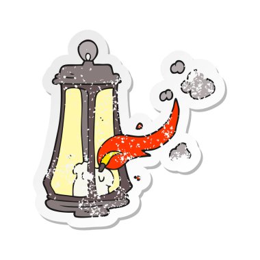 bir çizgi film ürkütücü fener Retro sıkıntılı etiket