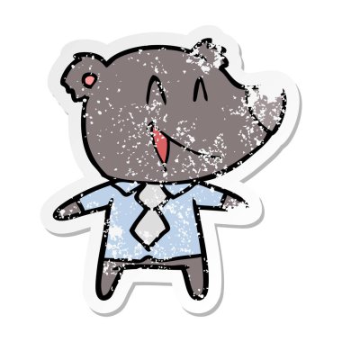 gömlek ve kravat bir karikatür ayının sıkıntılı etiket