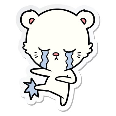 ağlayan bir karikatür kutup ayısı kovuyor etiket