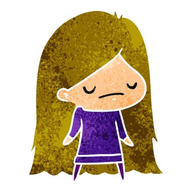 bir şirin kawaii kız Retro çizgi film