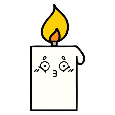 yanan bir mum sevimli çizgi