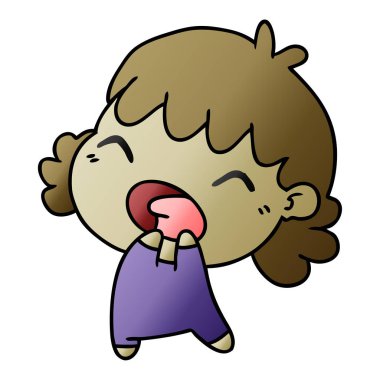 şirin kawaii bebek kız degrade çizgi film