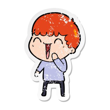 karikatür mutlu bir adamın sıkıntılı etiket