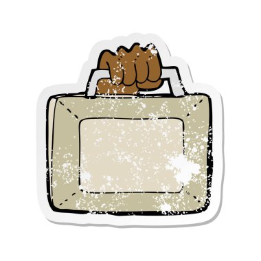 bir çizgi film evrak çantası Retro sıkıntılı etiket