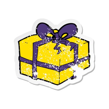 Retro sıkıntılı etiket bir karikatür Noel hediyesi