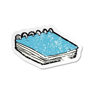 bir çizgi film bir not defteri kopyası Retro sıkıntılı etiket