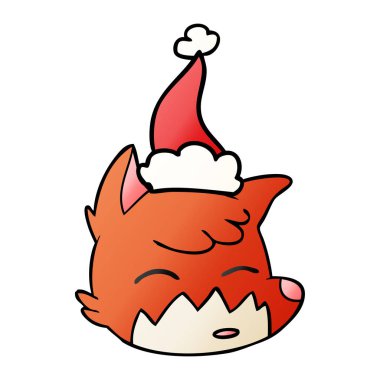 Noel Baba şapkası giyen bir tilki yüz degrade çizgi film