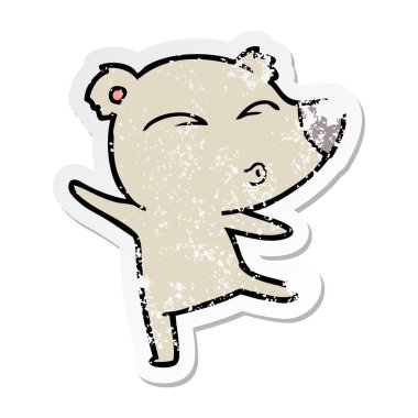 ayı ıslık bir karikatür sıkıntılı etiket