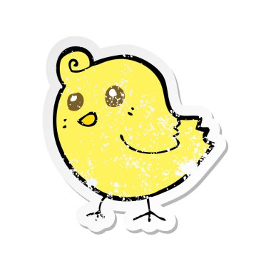 bir karikatür kuş Retro sıkıntılı etiket