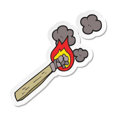 etiket ahşap meşale yanan bir karikatür