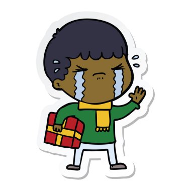 ağlayan bir çizgi film adamın etiket