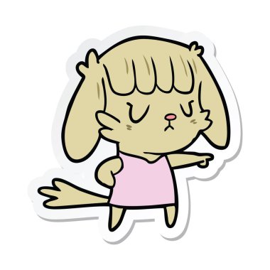 etiket işaret eden bir çizgi film köpek kız