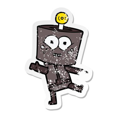 bir mutlu karikatür robot dans sıkıntılı etiket