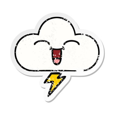 sevimli çizgi gök gürültüsü bulut sıkıntılı etiket