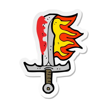 etiket bir karikatür kanlı kılıç