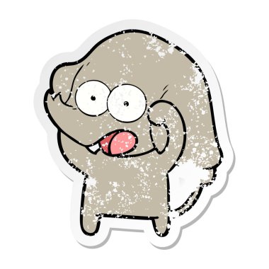 sevimli çizgi fil sıkıntılı etiket