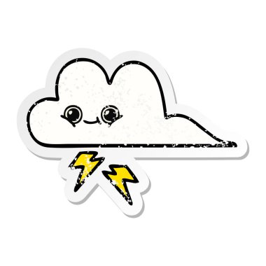 sevimli çizgi fırtına bulutu sıkıntılı etiket