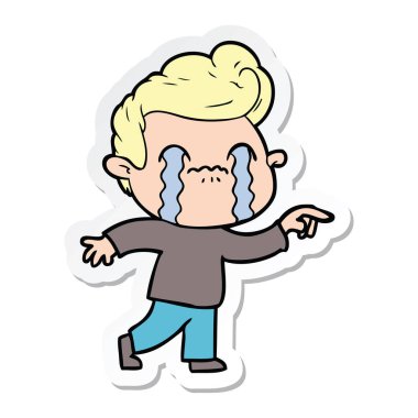 ağlayan bir çizgi film adamın etiket