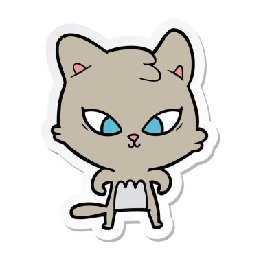 etiket bir sevimli çizgi kedi