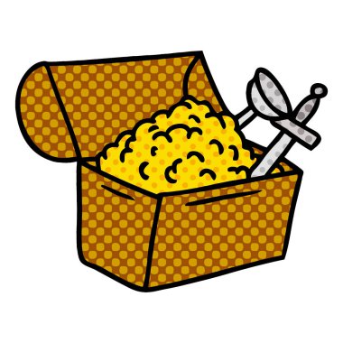 bir hazine sandığı karikatür doodle