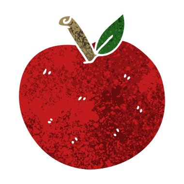 ilginç retro illüstrasyon tarzı çizgi film elma