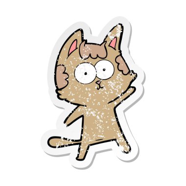 bir mutlu karikatür kedi sıkıntılı etiket