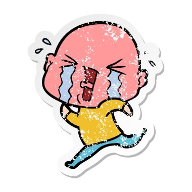 kel adam ağlıyor bir karikatür sıkıntılı etiket