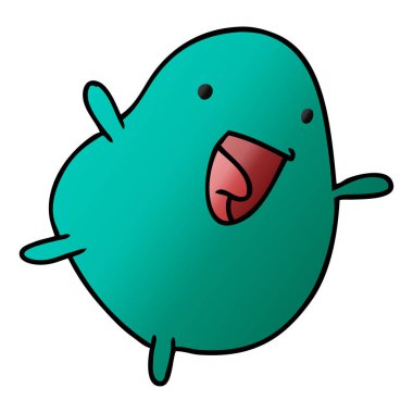 Degrade çizgi film illüstrasyon kawaii şirin mutlu fasulye