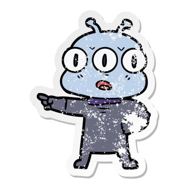 bir çizgi film üç gözlü yabancı sıkıntılı etiket