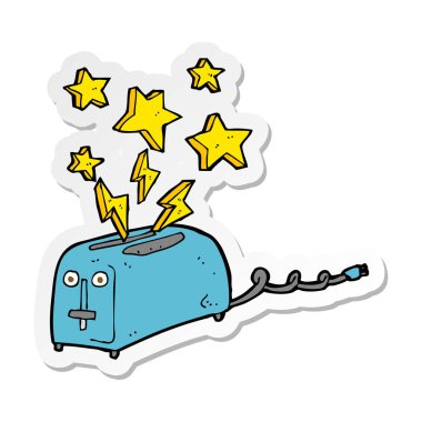 ekmek kızartma makinesi kıvılcım bir çizgi film etiketi