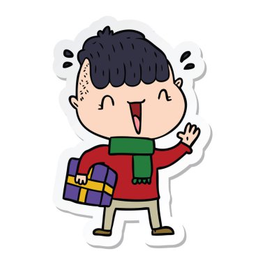 etiket bir karikatür mutlu çocuk şaşırmış