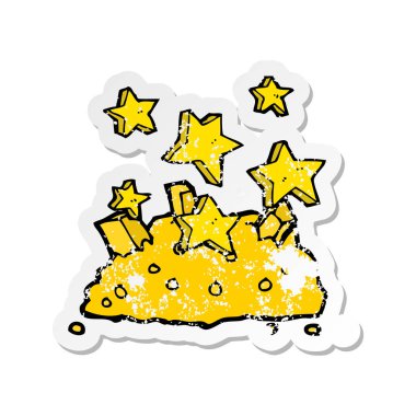 Altın çizgi film yığını Retro sıkıntılı etiket