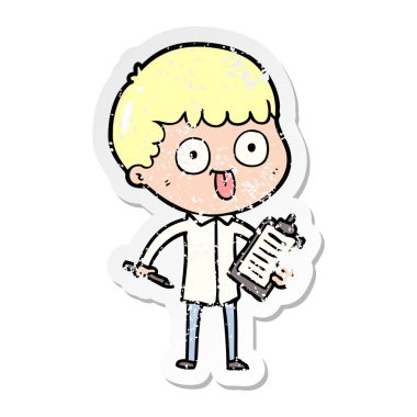 dik bir çizgi film adamın sıkıntılı etiket