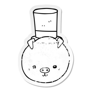 çizgi film domuz bir silindir şapka giyen sıkıntılı etiket