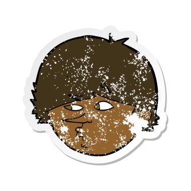 bir çizgi film şüpheli adamın Retro sıkıntılı etiket