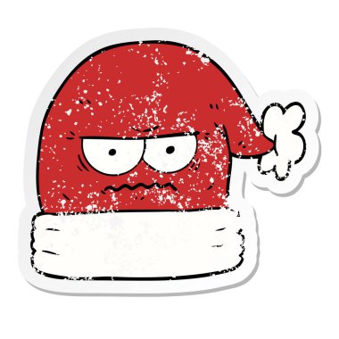 bir karikatür sıkıntılı etiket rahatsız Noel Noel Baba şapkası
